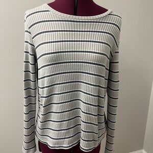Striped Gray and White Women's Top American Eagle